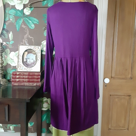 Purple Long Sleeve Mid Length Dress Size Large - Picture 7 of 11